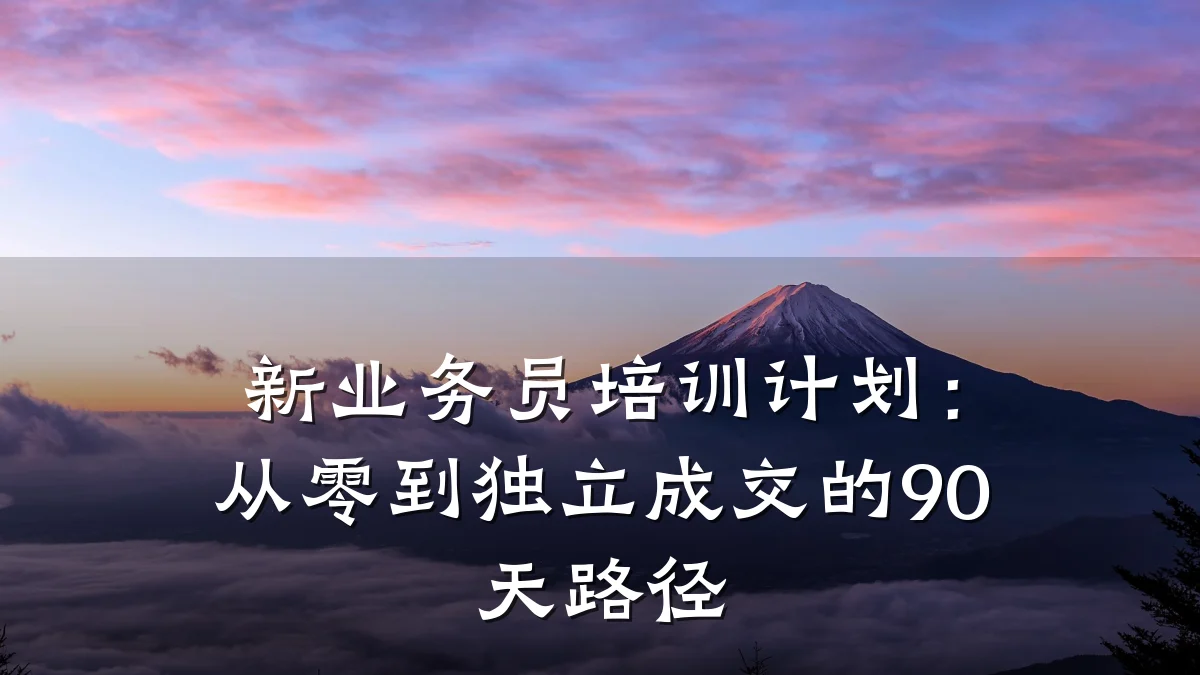 新业务员培训计划:从零到独立成交的90天路径